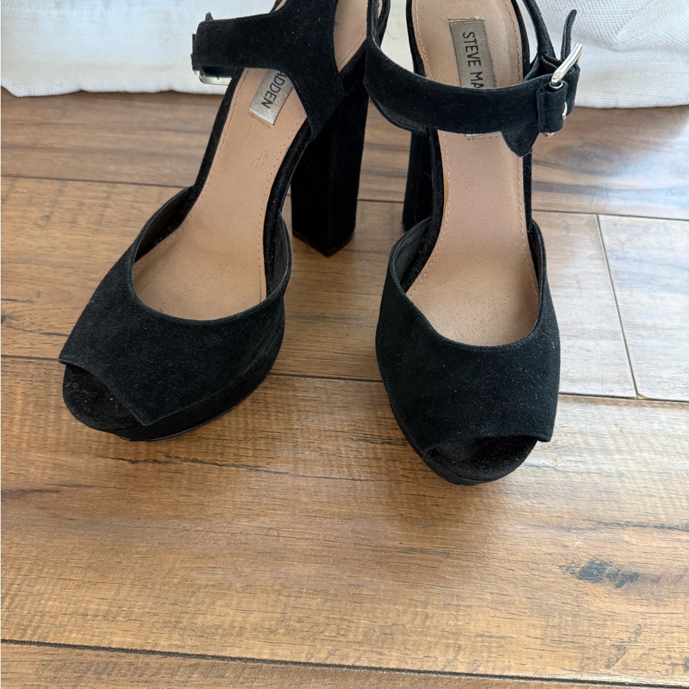 Steve Madden Black Suede Heeled Sandals